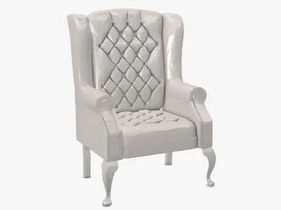 Luxury White Armchair Low Poly 3D model