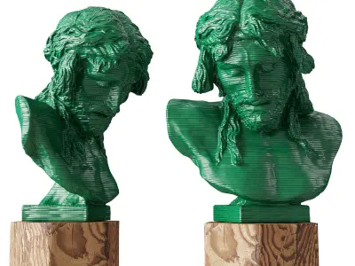 Christ bust sculpture Low-poly 3D model