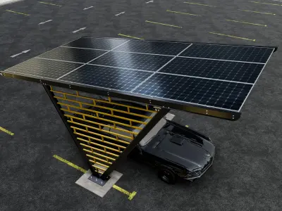 V TYPE MODERN SOLAR CARPORT TYPE-8 3D model