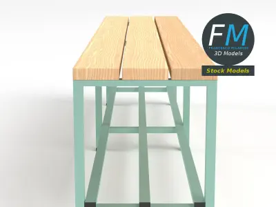 Locker room bench 3 3D model