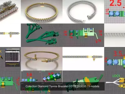 Colection Diamond Tennis Bracelet CDTB 253035 3D Model Pack