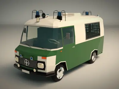 Low Poly Police Van 01 Low-poly 3D model