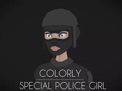 Colorly - Spec Police Girl - Game Ready - Rigged - Customizable Low-poly 3D model