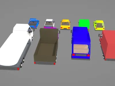 Cartoon Cars Low Poly Low-poly 3D model