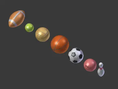 Cartoon Balls Low-poly 3D model