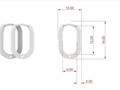 OVAL HUGGIE EARRINGS WITH DIAMONDS AND PLAIN ONE 3D print model