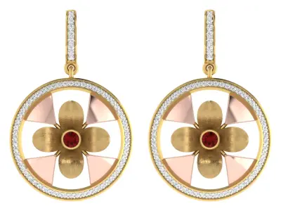 Solitaire Women Drop Earring 3dm STL OBJ FBX Render Details 3D print model 2