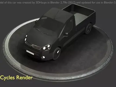 City Car 13 Utility Vehicles Pickup 1500 Type-D Black  Low-poly 3D model