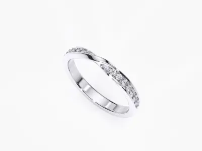 ZDR0148 wedding band with diamonds 3D print model