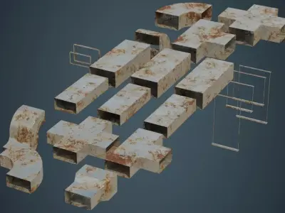 HVAC Duct 1B Low-poly 3D model