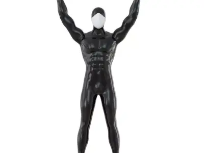 Black mannequin with white mask on face 148 3D model