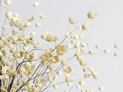 Yellow flowers with yellow galss vase bouquet 23 3D model