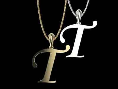Letter T NECKLACE 3D print model