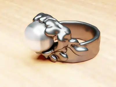 Stylized Pearl Ring  High-Quality 3D Jewelry Model 3D print model