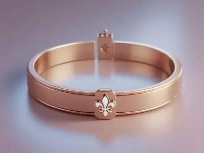 Fleur Gold Bracelet  Minimalist Royal Jewelry  18k Rose Gold 3D print model