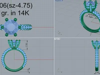 Round Diamond Ring 4206 3D print model