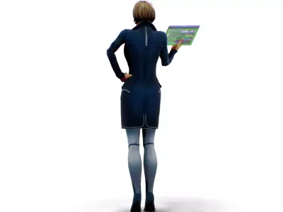 Slimy Woman Scientist - Doctor Female - Blonde Girl Commander Low-poly 3D model