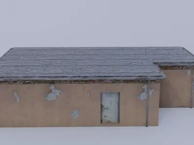 Old small train shed for one engine Low-poly 3D model