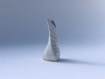 Vase twist puffy tappered triangle with smooth horizontal dents 3D print model