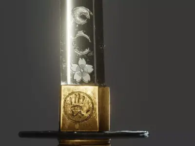 Katana Game ready samurai sword Free low-poly 3D model