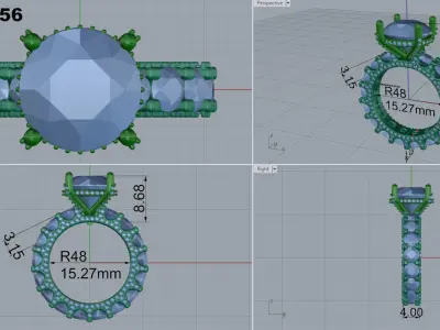 Two tone luxury engagement ring 3D print model