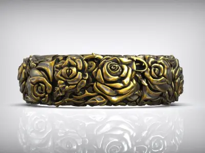 Roses Thorn Pattern Biker Ring 3D print model