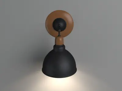 Anthracite Sconce Lamp With Wooden Detail 3D model
