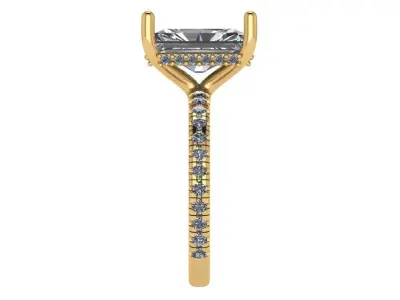 radiant shape solitaire open side shank with pave  3D print model