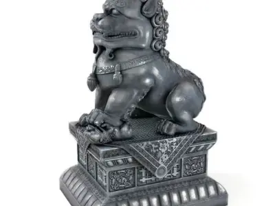 Asian Lion Statue 3D model
