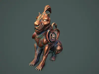 Statue lion Low-poly 3D model