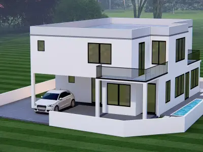 Modern House 3D Model Stylish Contemporary Luxury Home Exterior 3D model