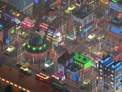 Scifi  Low Poly  Cartoon City  Low-poly 3D model