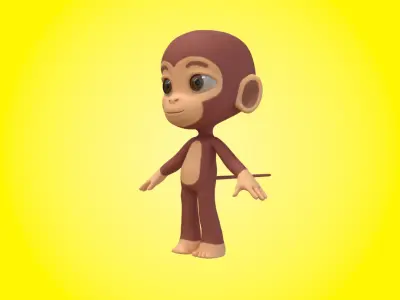 Stylized Rigged Monkey Character 3D model