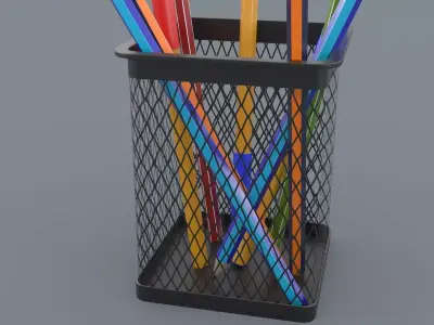 Office Pencil Cup Low-poly 3D model
