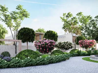 3D Exterior Scene 3D model design garden and landscape 3D model