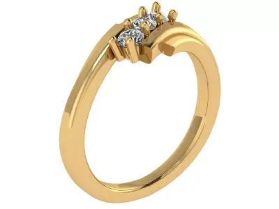 criss cross ring 3 diamond center  3D print model