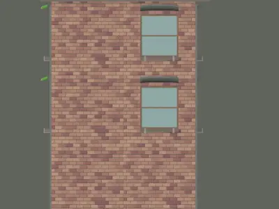 Stylized Brick Building  Game-Ready 3D Model Low-poly 3D model