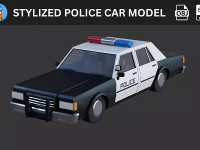 Stylized Police Car 3D Model 3D model