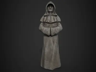 Monk Statue Low-poly 3D model