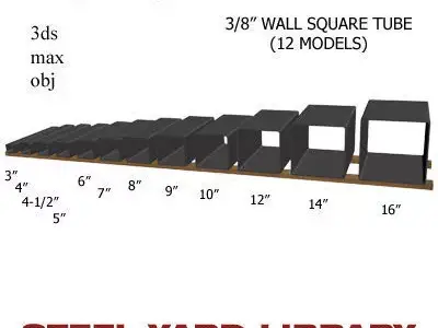 3 8in Wall Square Tube 3D model