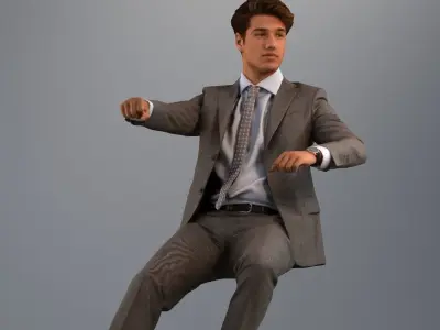 Set of low poly men in car related poses 3D model