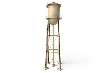 Water Tower Low-poly 3D model 3