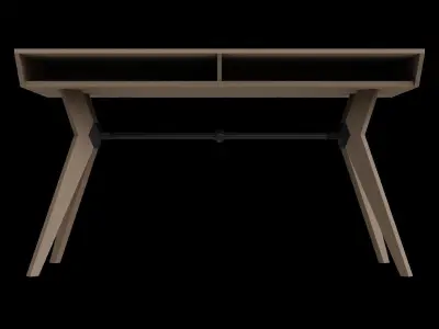 V Legs Wooden Desk Low-poly 3D model