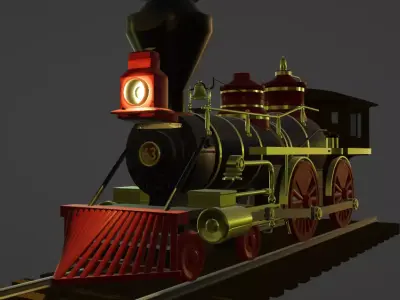 4-4-0 Steam Train 3D model