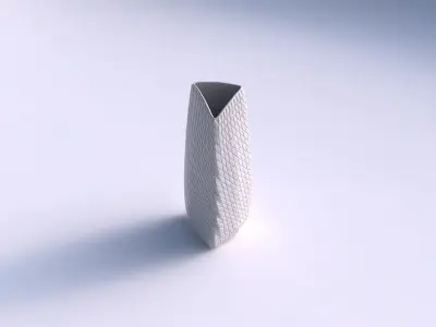 Vase curved tipping triangle with twisted diagonal grid bulges 3D print model