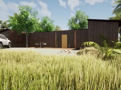 3D dddd living room with pool Free 3D model