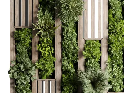 Wooden frame Vertical plant and moss garden wall decor box 67 Low-poly 3D model