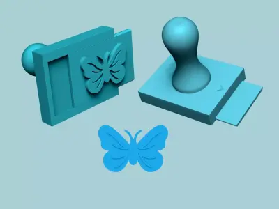 Stamp 64 - Butterfly - Fondant Decoration Maker Toy 3D print model
