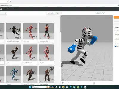 Boxing Zebra Animal Animated  Low-poly 3D model