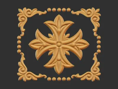 Cross relief church panel 3D model